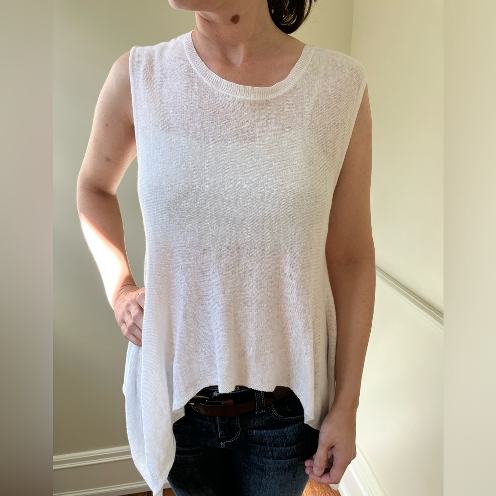 Eileen Fisher 100% organic linen tank top semi sheer breathable sustainable XS